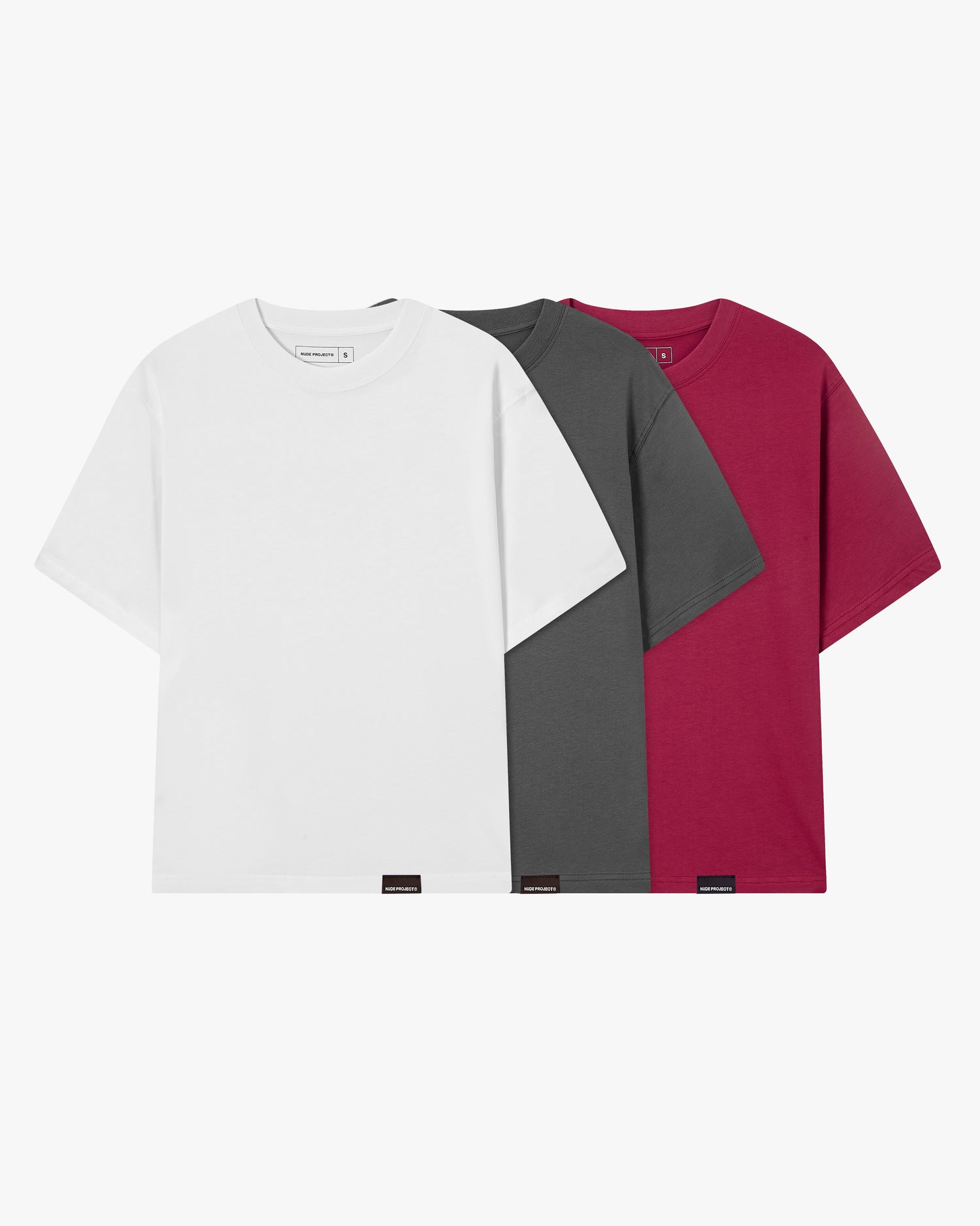 BASIC TEE WHITE/ASH/BURGUNDY 3XPACK