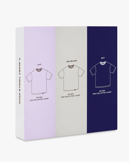 BASIC TEE LILAC/GREY/NAVY 3XPACK