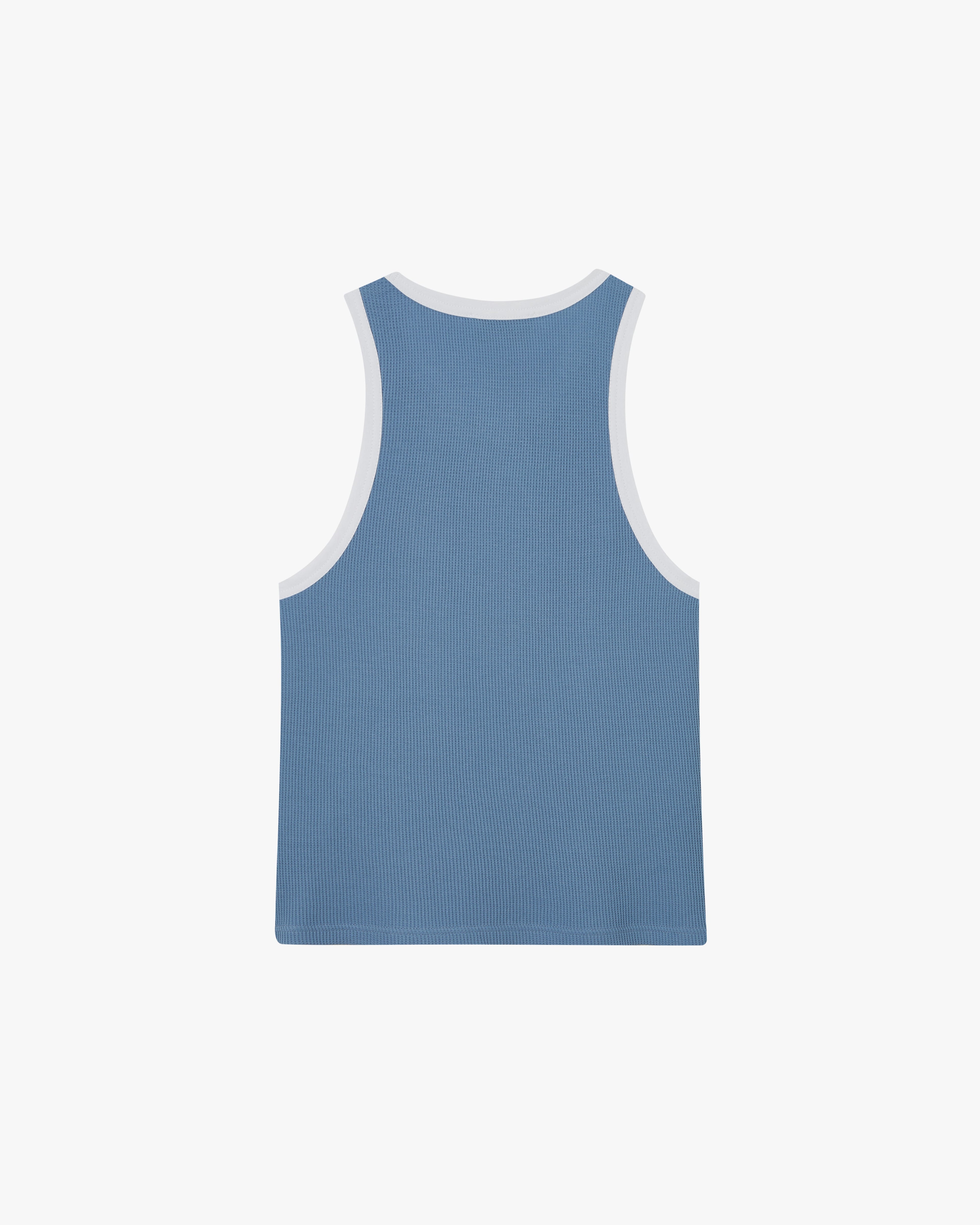 WAFFLE TANK TOP BLUE