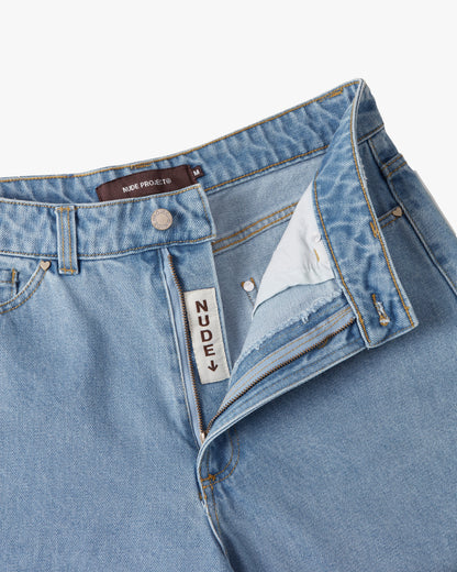 DENIM SHORTS WASHED BLUE