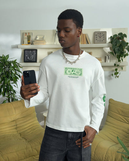 DOLLA LONG-SLEEVE TEE WHITE