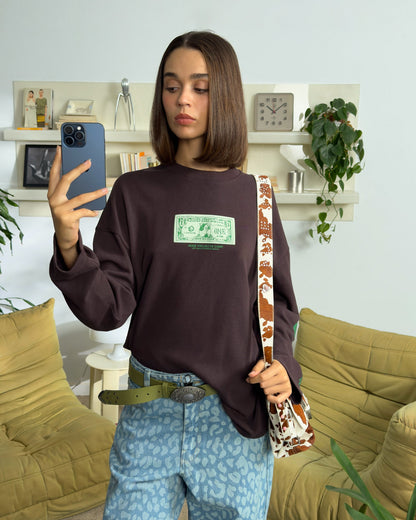 DOLLA LONG-SLEEVE TEE BROWN