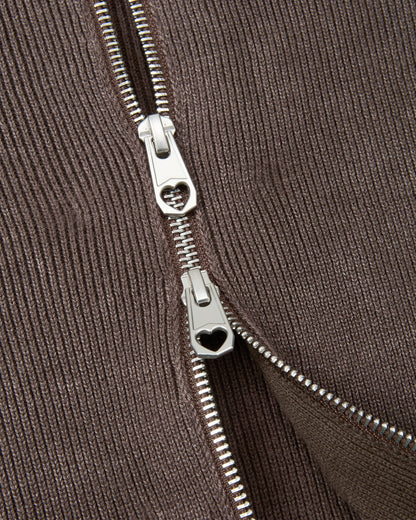 FIRST CLASS ZIP-UP KNIT BROWN