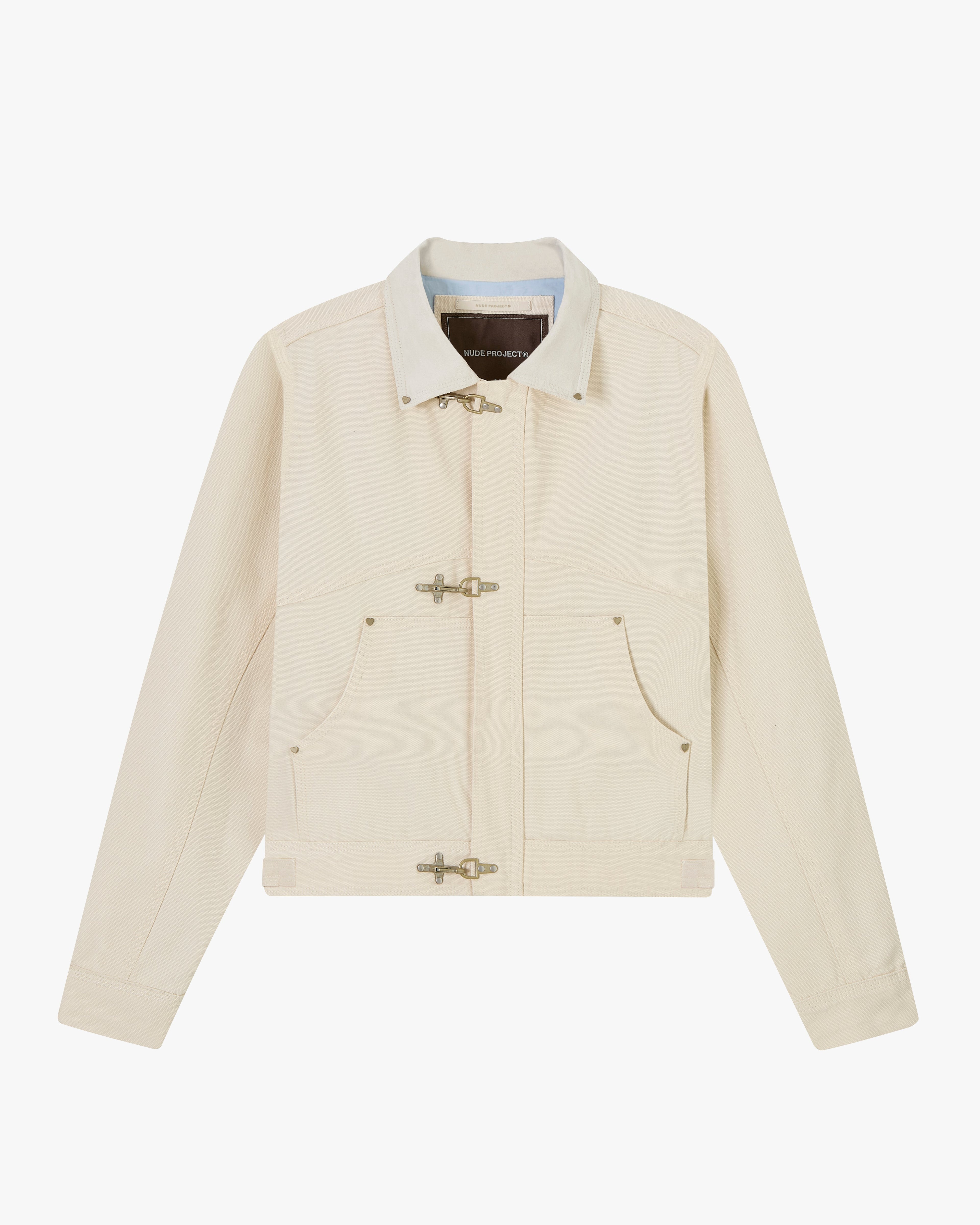 HEAVY CANVAS TRUCKER JACKET OFFWHITE