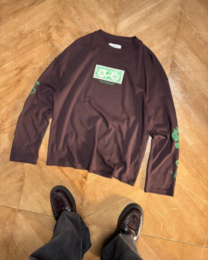 DOLLA LONG-SLEEVE TEE BROWN