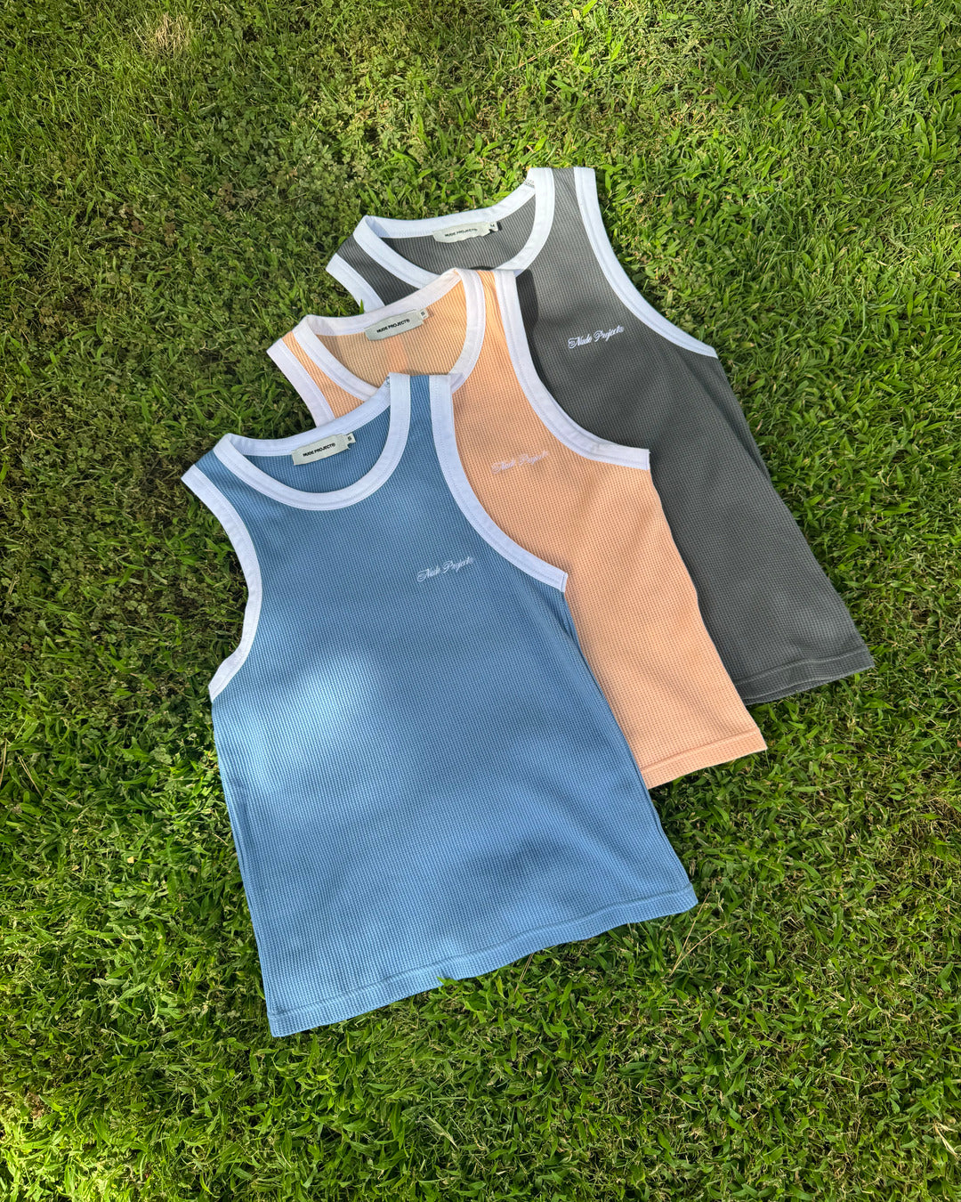 WAFFLE TANK TOP PEACH