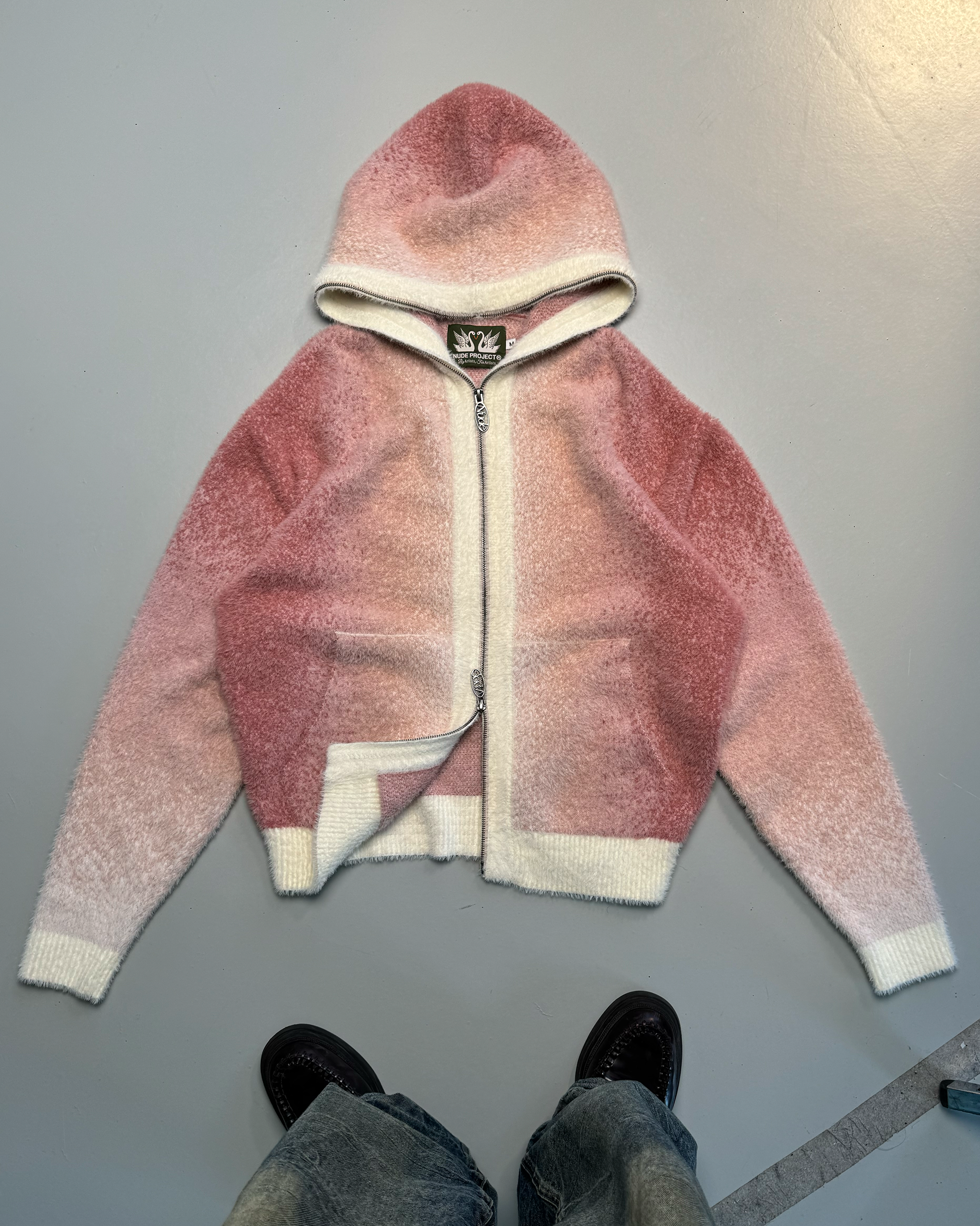 GRADIENT ZIP-UP HOODIE PINK