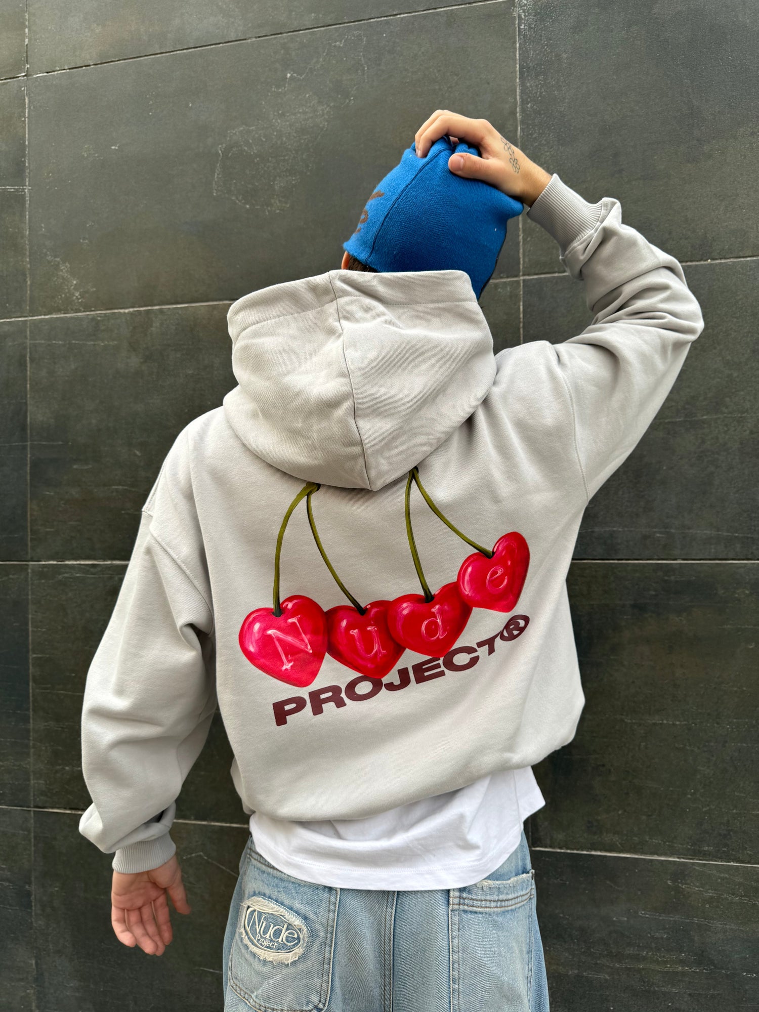 CHERRY HOODIE ICE GREY