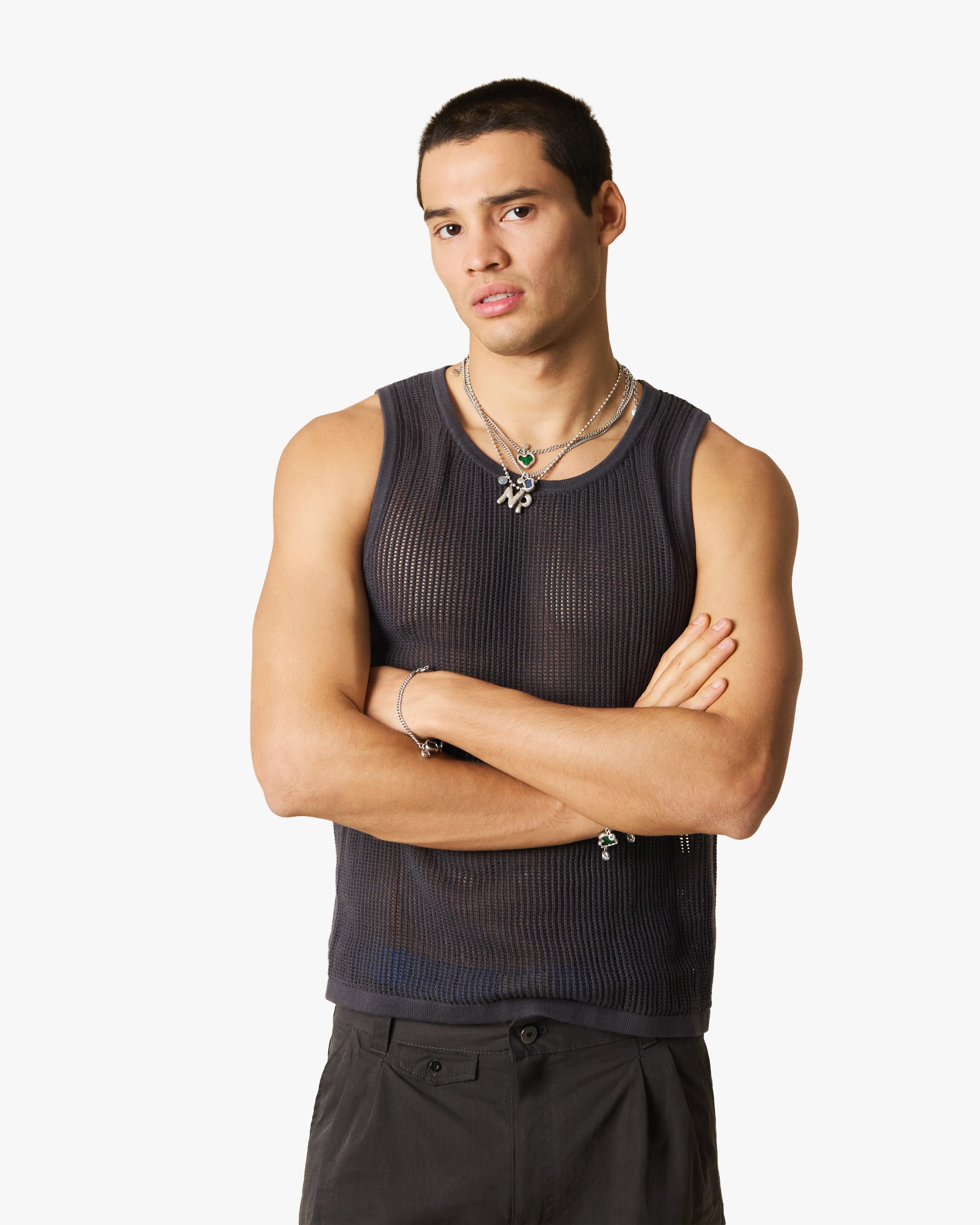 KNIT TANK TOP ASH