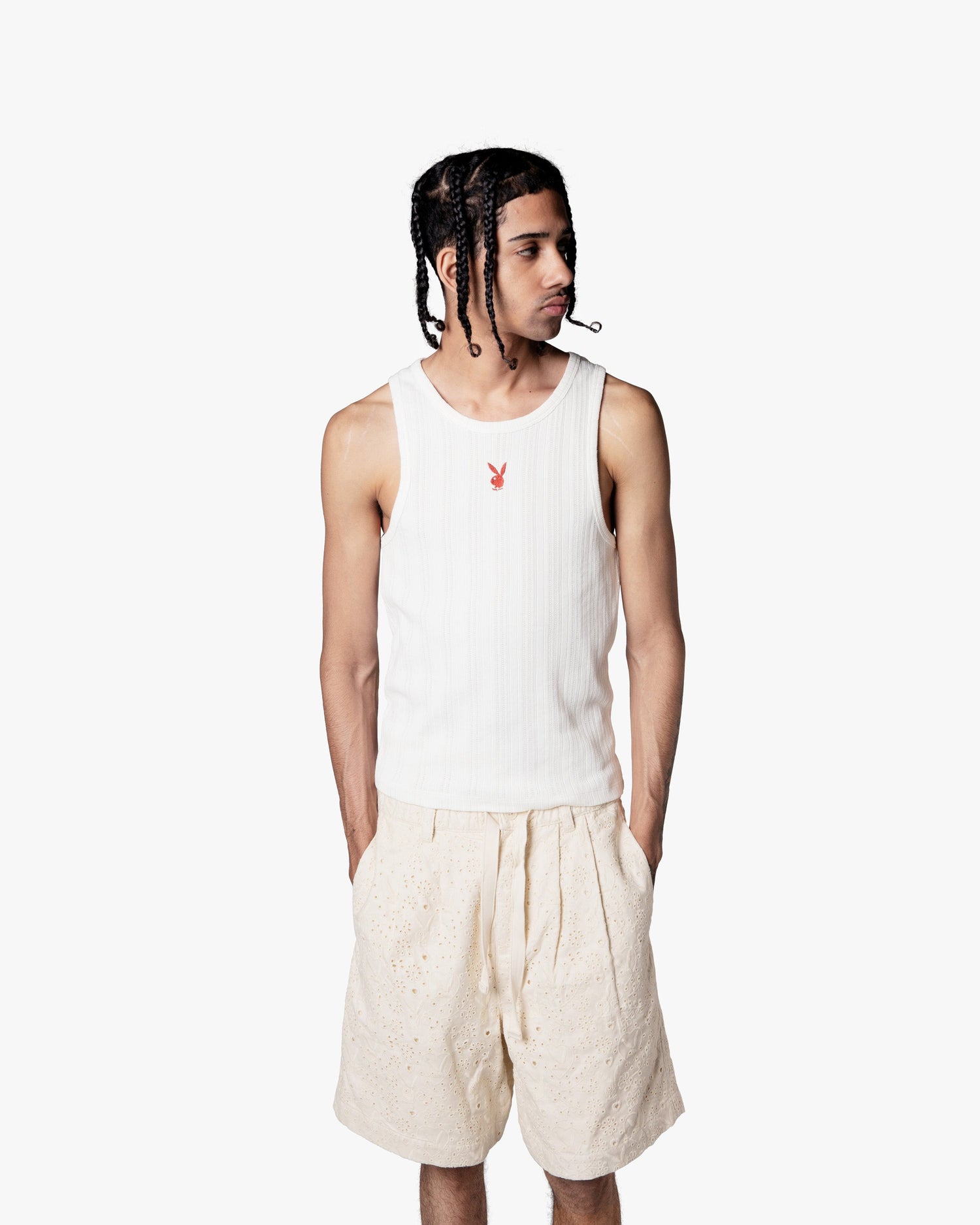 CUT&amp;SEW PLAYBOY TANK TOP OFF-WHITE