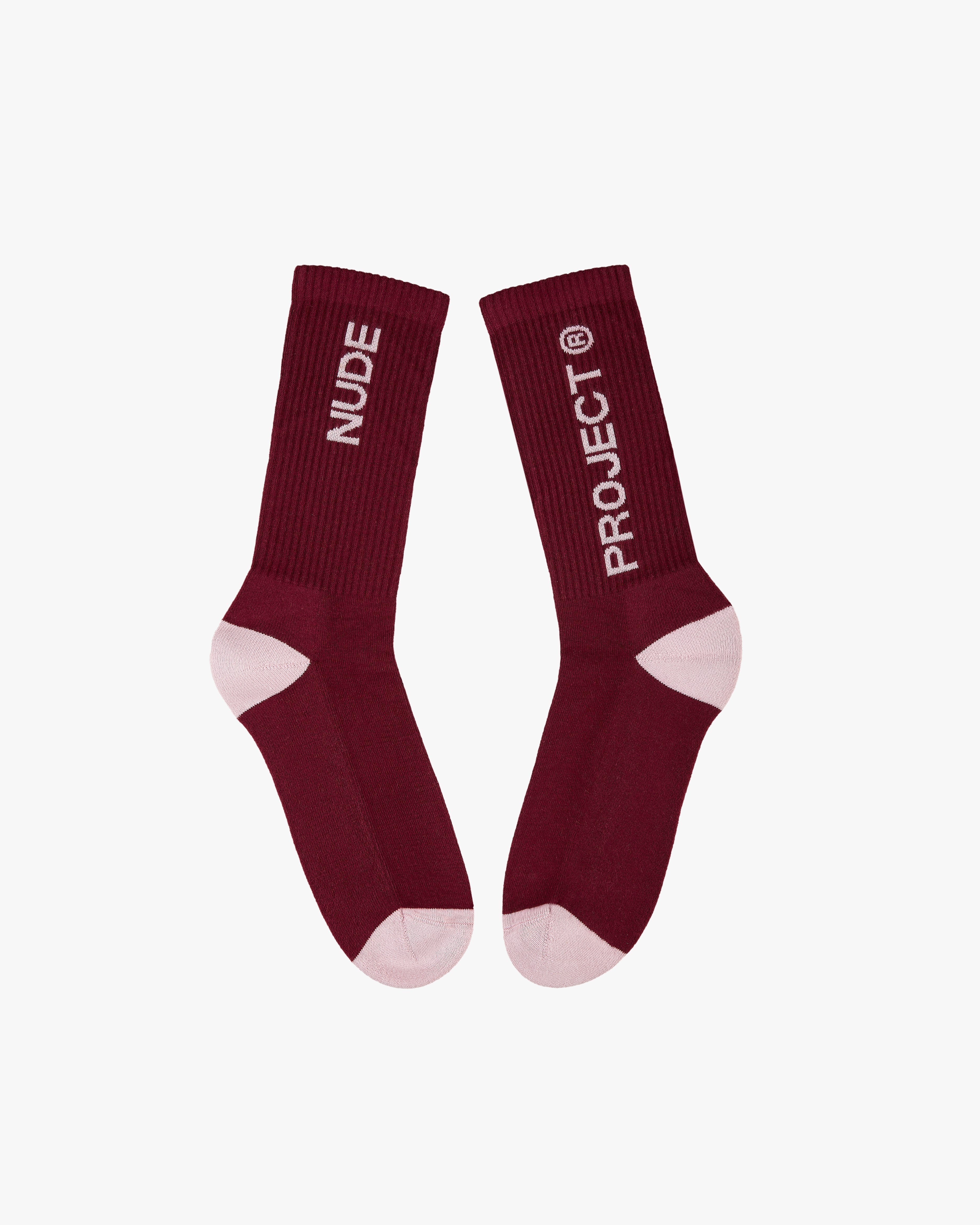 LOGO SOCKS WHITE/BURGUNDY 2XPACK