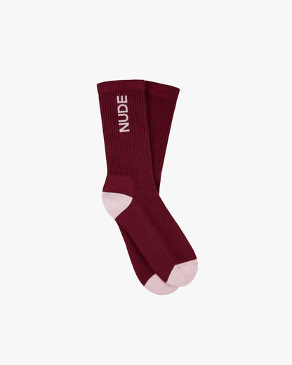 LOGO SOCKS WHITE/BURGUNDY 2XPACK